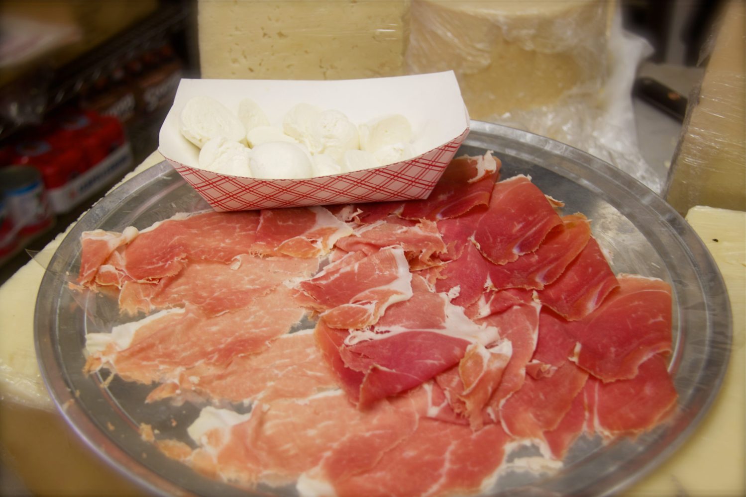 Alleva Mozzarella and prosciutto tasting