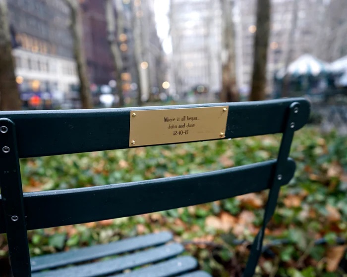 Bryant Park Chair Plaque